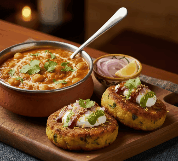 Punjabi paneer curries with naan on the table at Friendz Dhaba, Indian restaurant in Brampton, ON