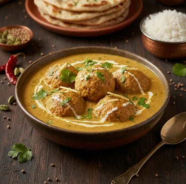 Malai kofta in creamy white gravy at Friendz Dhaba, Indian restaurant in Brampton